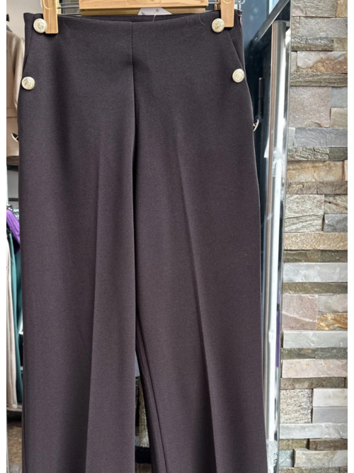 Pantalon à pont et boutons dorés