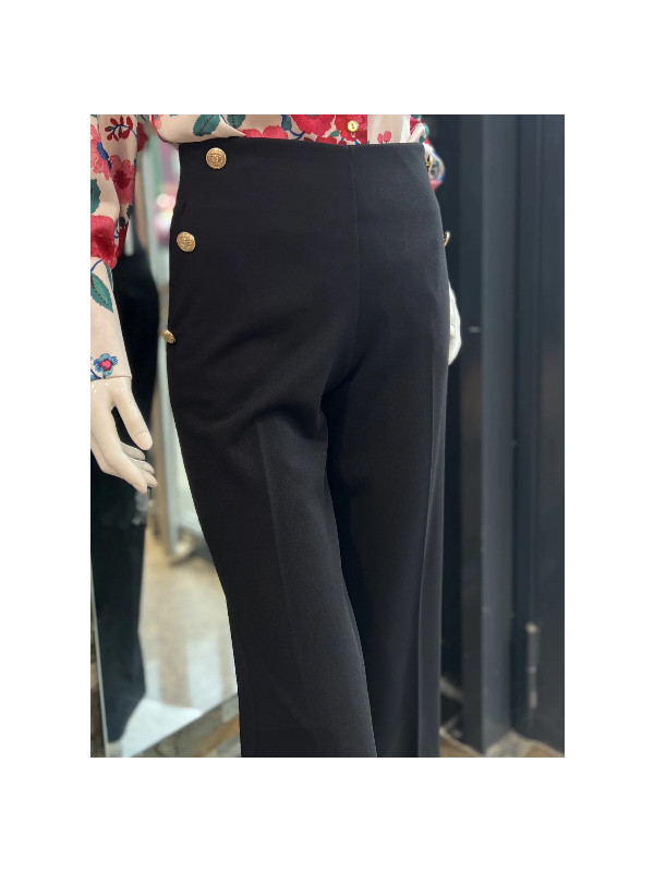Pantalon à pont et boutons dorés