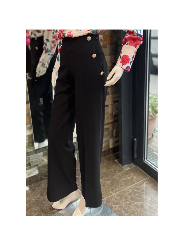 Pantalon à pont et boutons dorés