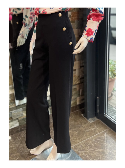 Pantalon à pont et boutons dorés
