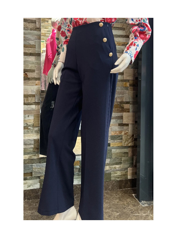 Pantalon à pont et boutons dorés