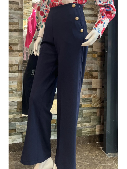 Pantalon à pont et boutons dorés