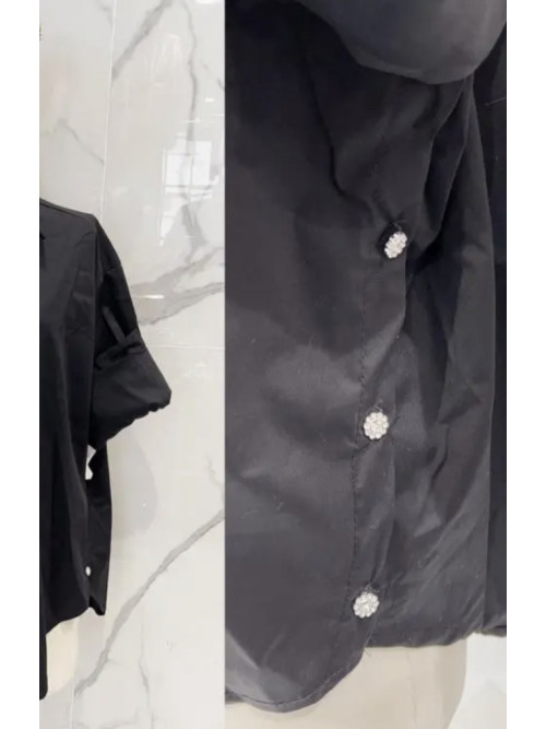 Chemise oversized boutons bijoux de chaque côté