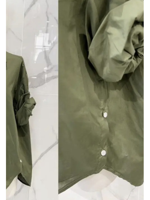 Chemise oversized boutons bijoux de chaque côté