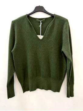 Pull court col tunisien - Kaki