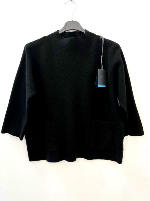 Pull crop col montant manche au coude et 2 poches devant