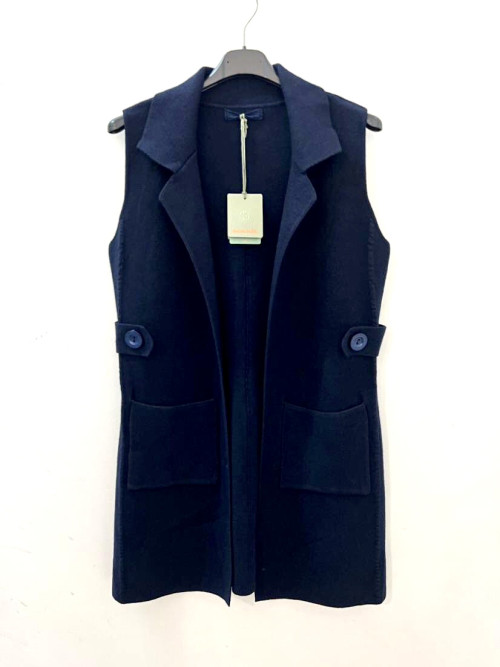 Gilet long sans manche bord à bord