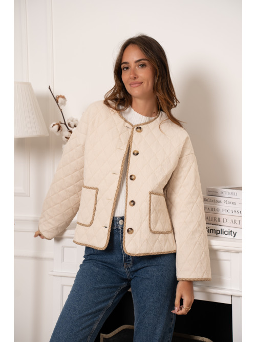 Veste matelassée col rond boutons