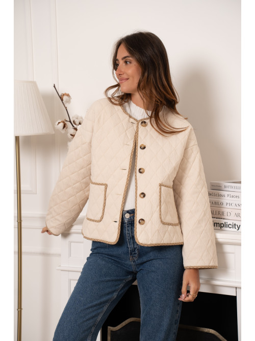 Veste matelassée col rond boutons