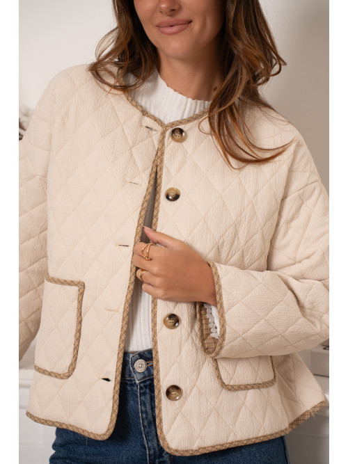 Veste matelassée col rond boutons