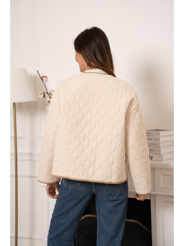 Veste matelassée col rond boutons