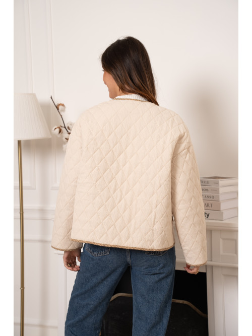 Veste matelassée col rond boutons
