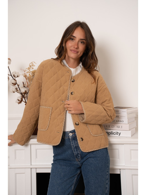 Veste matelassée col rond boutons