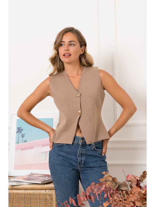 Gilet sans manche boutons dorés