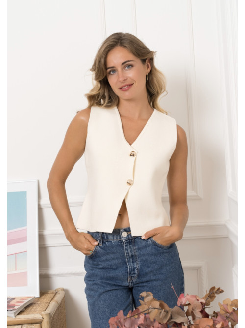 Gilet sans manche boutons dorés