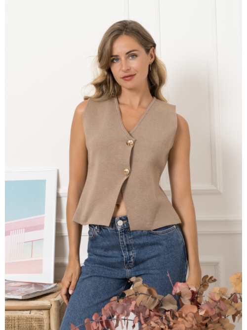 Gilet sans manche boutons dorés