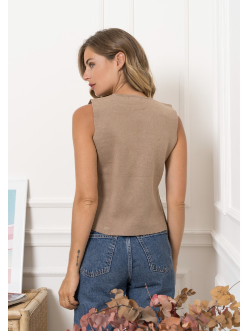 Gilet sans manche boutons dorés