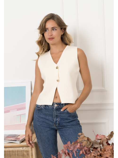 Gilet sans manche boutons dorés