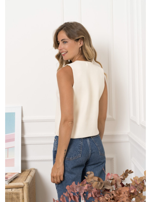 Gilet sans manche boutons dorés