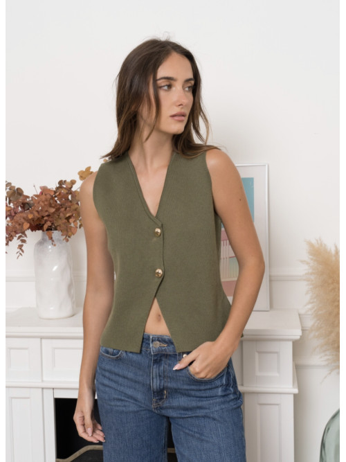 Gilet sans manche boutons dorés
