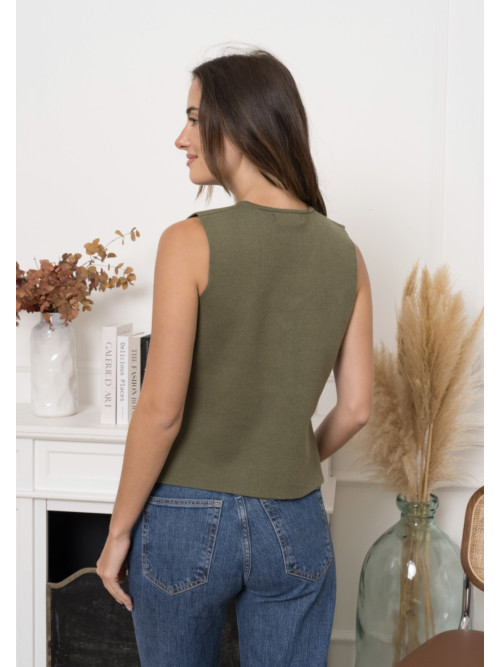 Gilet sans manche boutons dorés