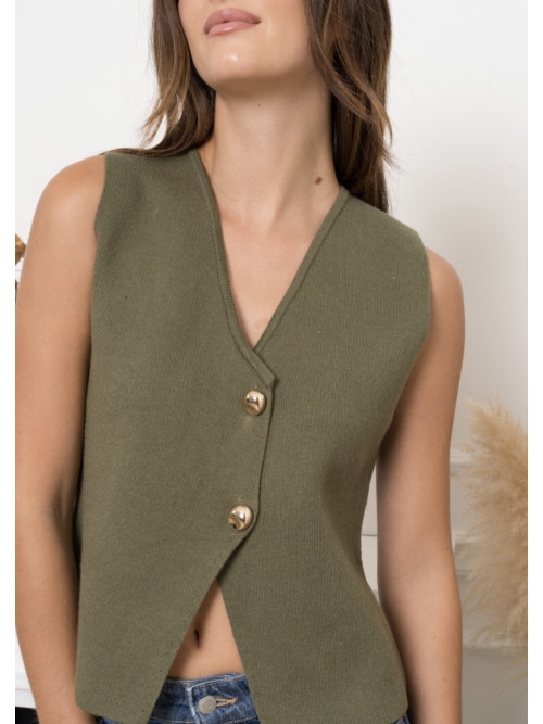 Gilet sans manche boutons dorés