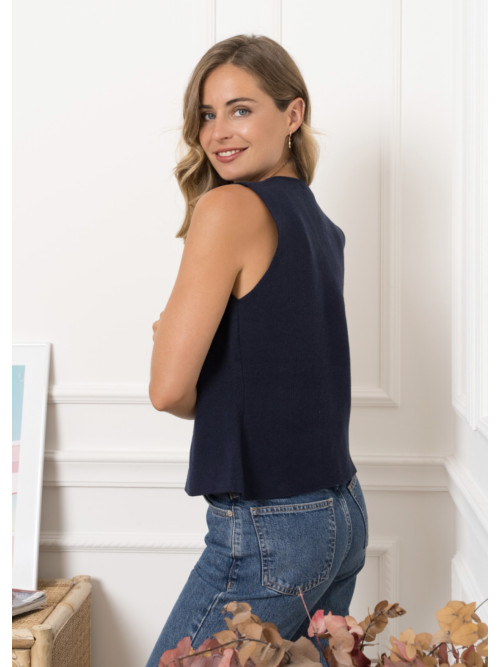 Gilet sans manche boutons dorés