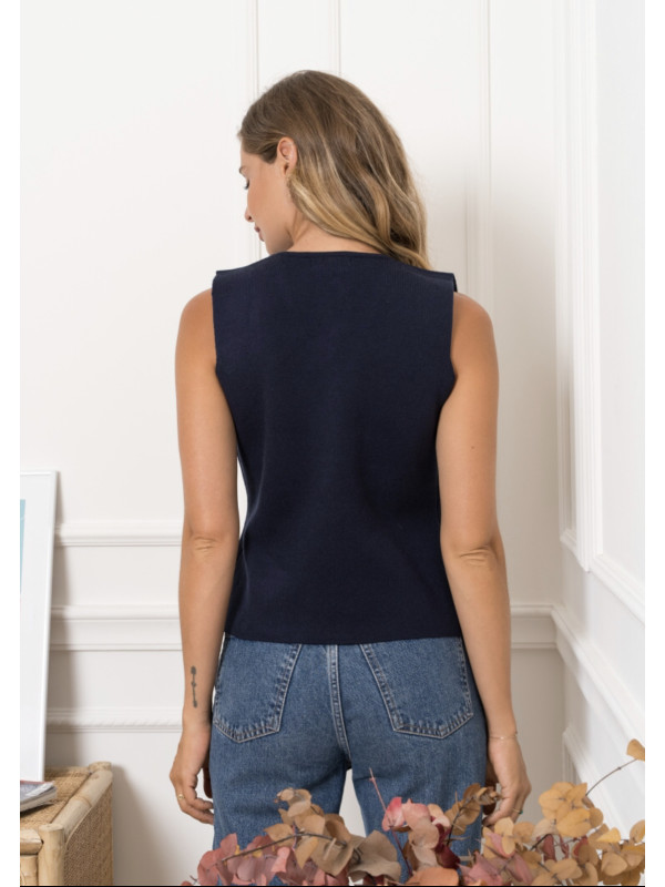 Gilet sans manche boutons dorés
