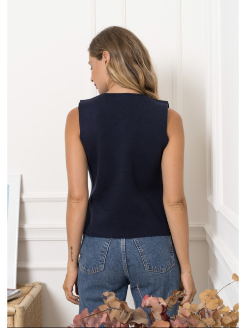 Gilet sans manche boutons dorés