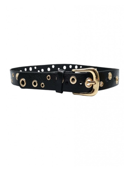 Ceinture vernie avec œillets dorés