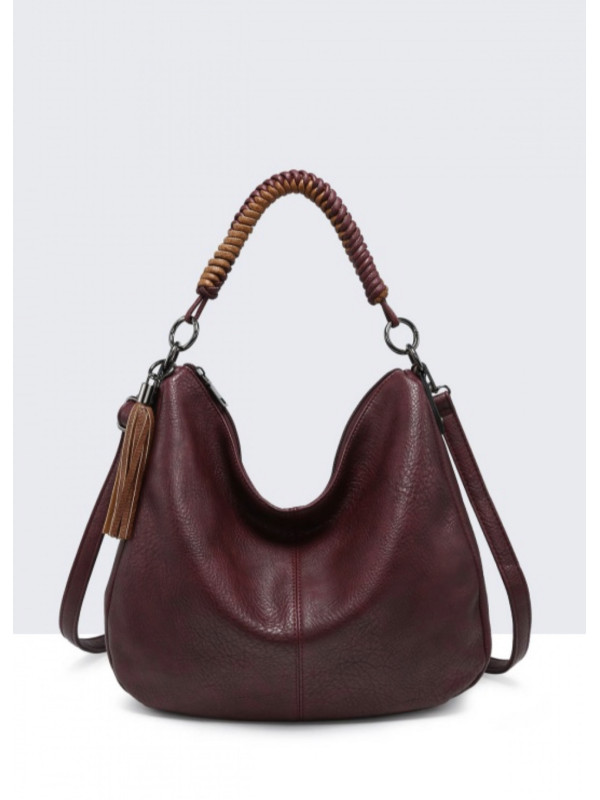 Sac porté main anse tressée en cuir synthétique
