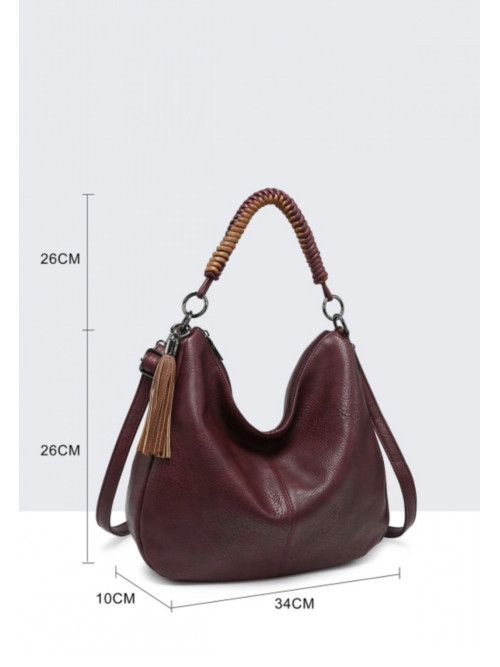Sac porté main anse tressée en cuir synthétique