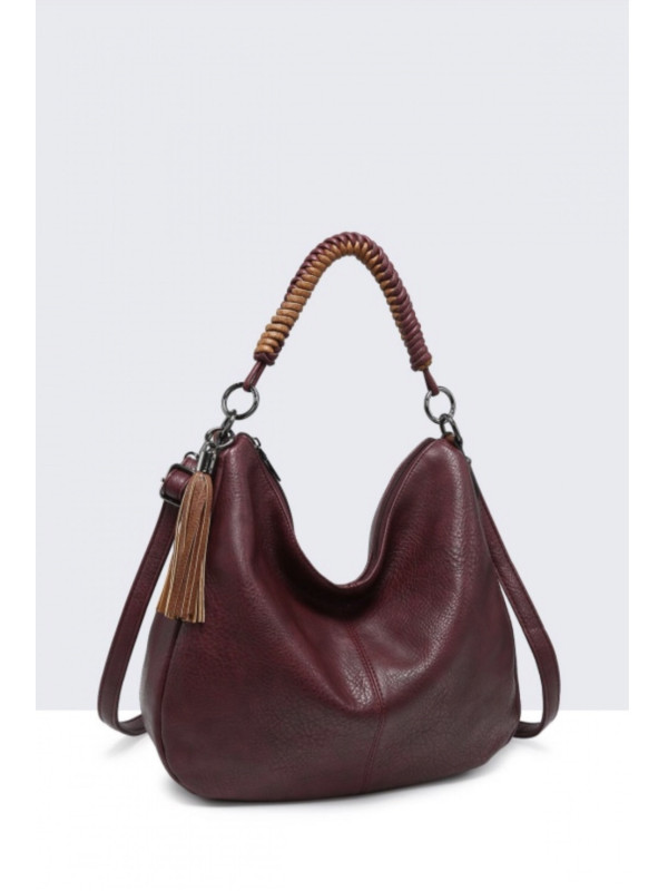 Sac porté main anse tressée en cuir synthétique
