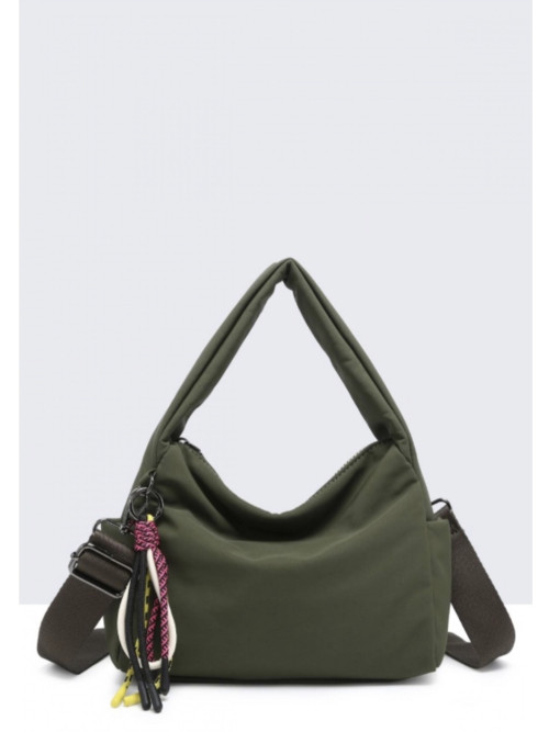Sac textile bandoulière avec porte-clés multicolore