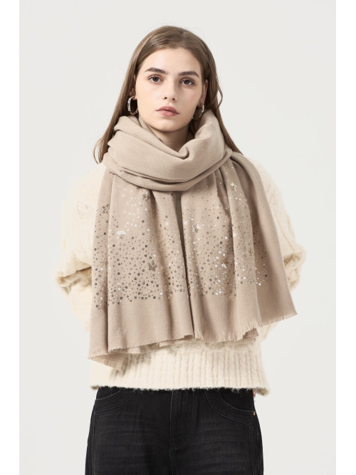 Echarpe chinée et sequins dorés