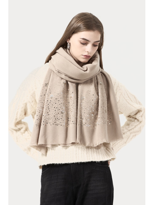 Echarpe chinée et sequins dorés