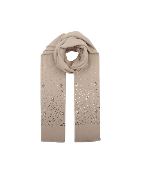 Echarpe chinée et sequins dorés