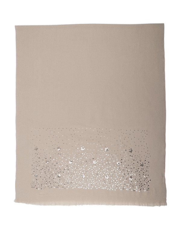 Echarpe chinée et sequins dorés