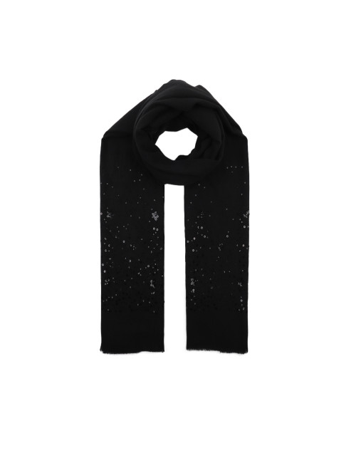 Echarpe chinée et sequins dorés