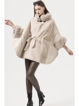 Poncho uni ceinturé avec...
