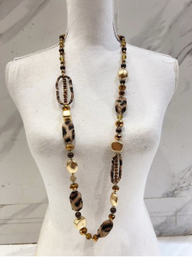 Collier perles et tissu...