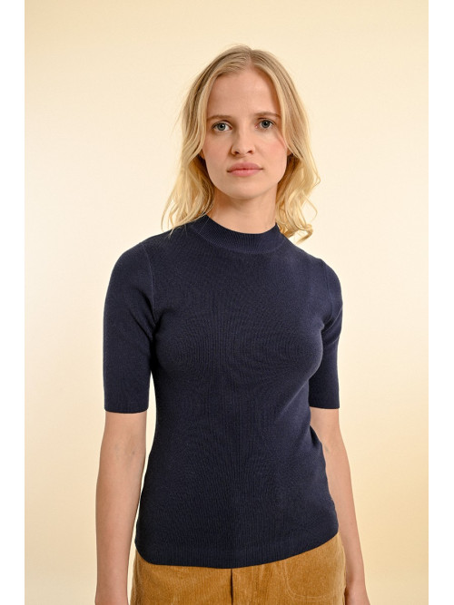 Pull col montant manches courtes