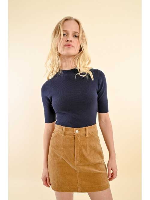 Pull col montant manches courtes