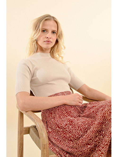 Pull col montant manches courtes