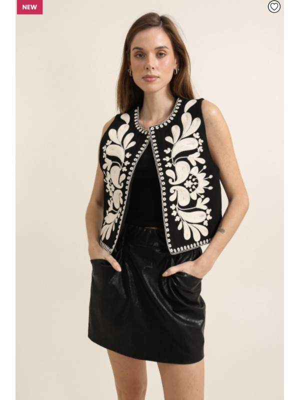 Gilet sans manche brodé