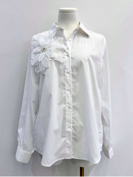 Chemise fleur organdi - Blanc