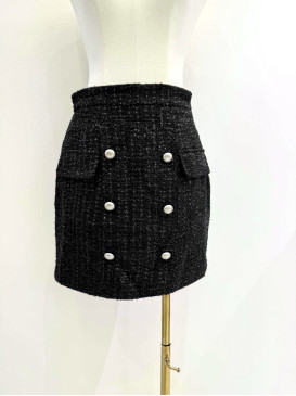 Jupe courte en tweed pailleté