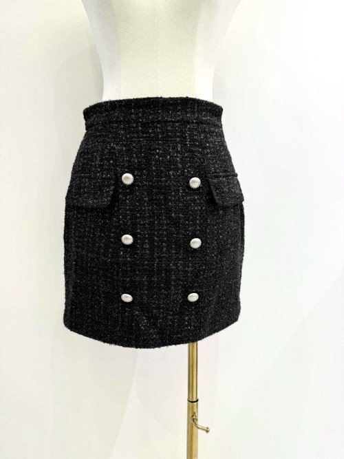 Jupe courte en tweed pailleté