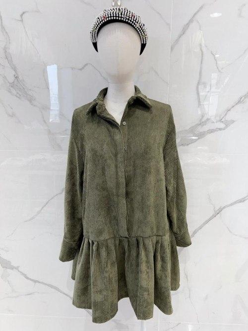 Robe chemisier courte en velours