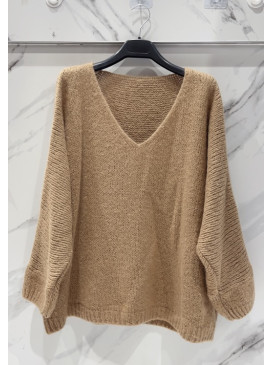 Pull col V droit manches...
